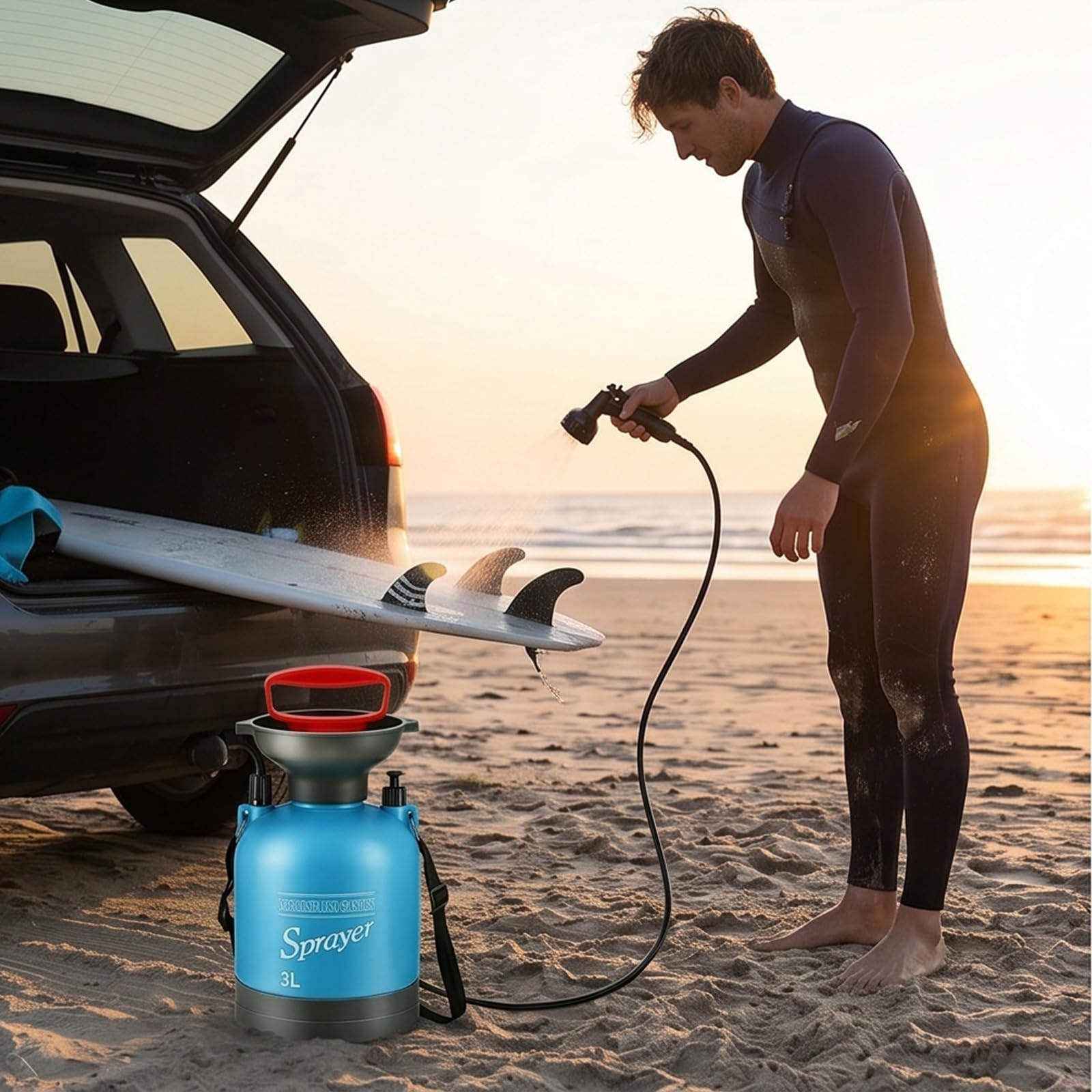 Douche avec large ouverture pour bain d'animaux et lavage de voiture, 5 l