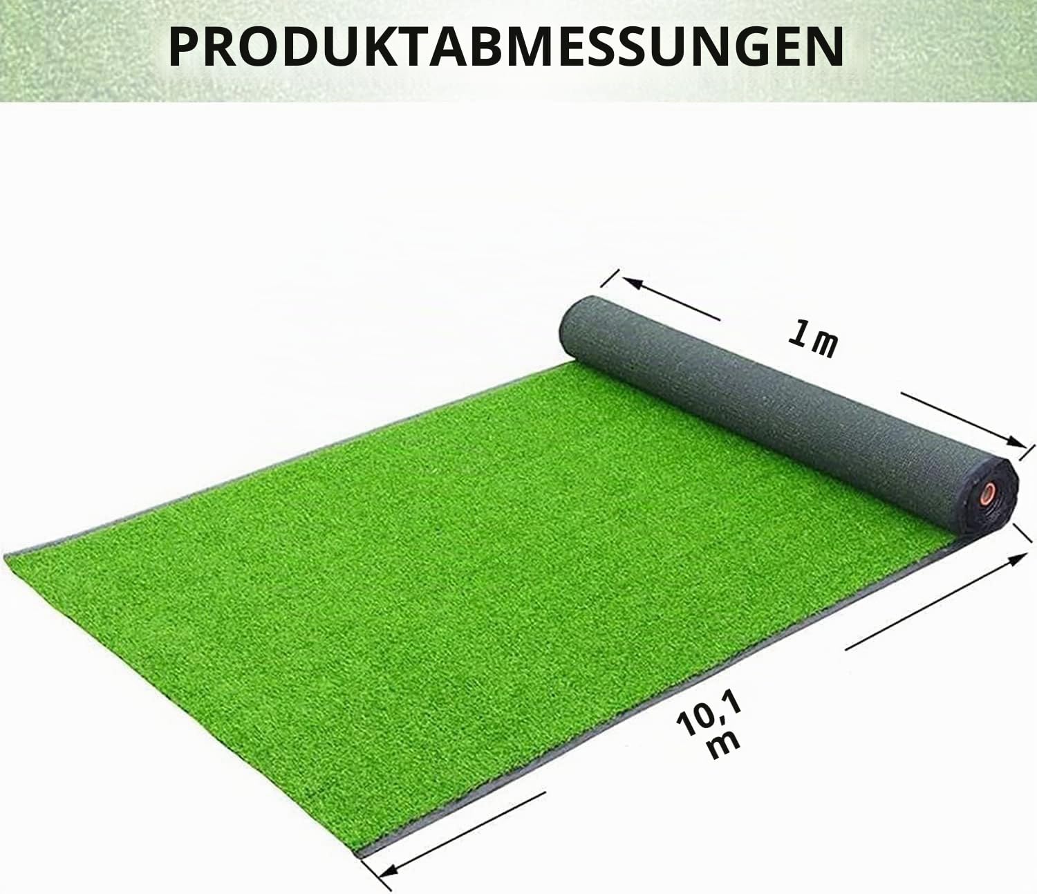 Nisorpa Kunstrasen 10x1m, Rasenteppich Outdoor 30 mm Höhe, Kunstrasenteppich Meterware Wasserdurchlässiger Kunstrasen Rolle Outdoor, Kunststoffrasen für Terrasse Balkon, Natürlich Grün