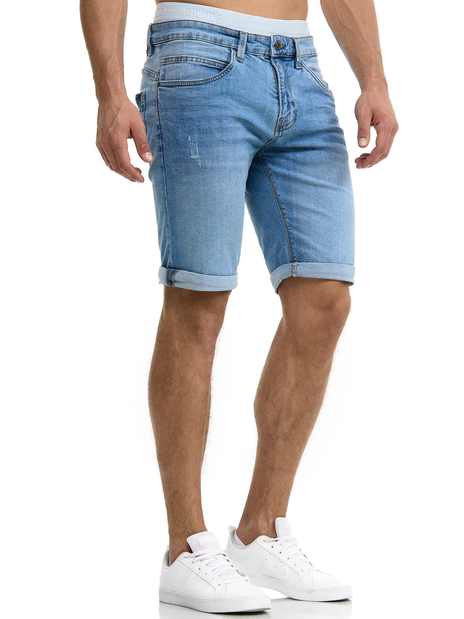 Indicode Hommes Caden Jeans Shorts | Pantalon Court en Jean à 5 Poches