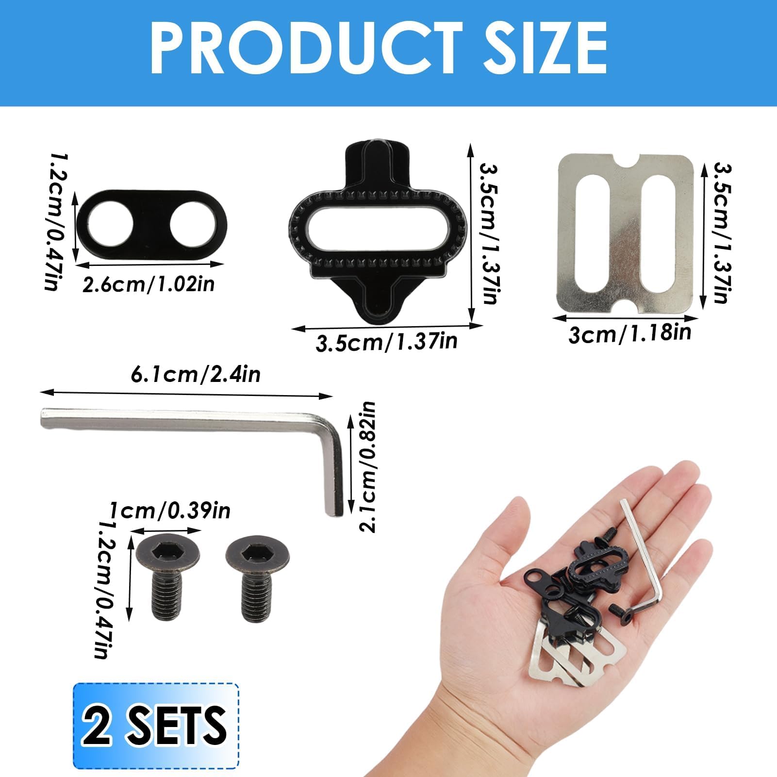 2 unidades de Cleats de bicicleta con placas antideslizantes compatibles con pedales Shimano MTB SPD (SH51), SPD Cleats Set para bicicleta de montaña y zapatos de ciclismo de interior, alta