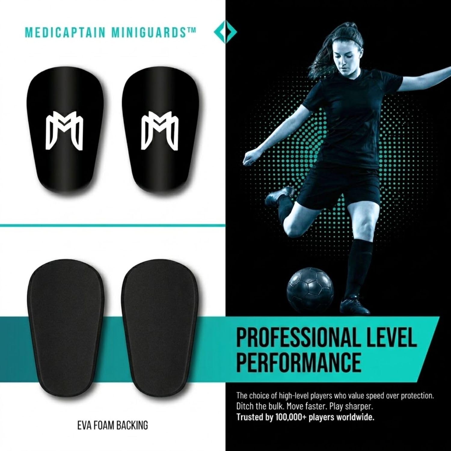 MediCaptain MiniGuards - Mini parastinchi per giocatori di calcio - Piccoli parastinchi per uomini, donne, adolescenti - parastinchi in miniatura 9,9 x 6,1 cm - Perfetto per atleti di