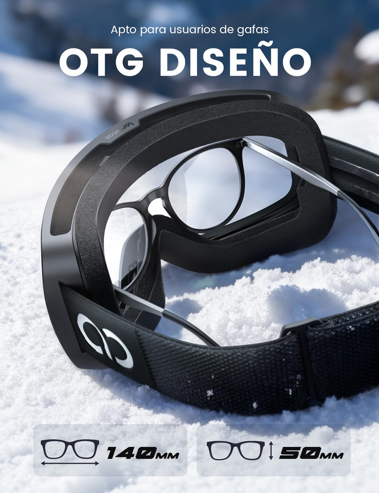 Lamicall Gafas de Esquí Hombre, Gafas Ski OTG HD Lente Esférica Antivaho Patentado UV400 Protección