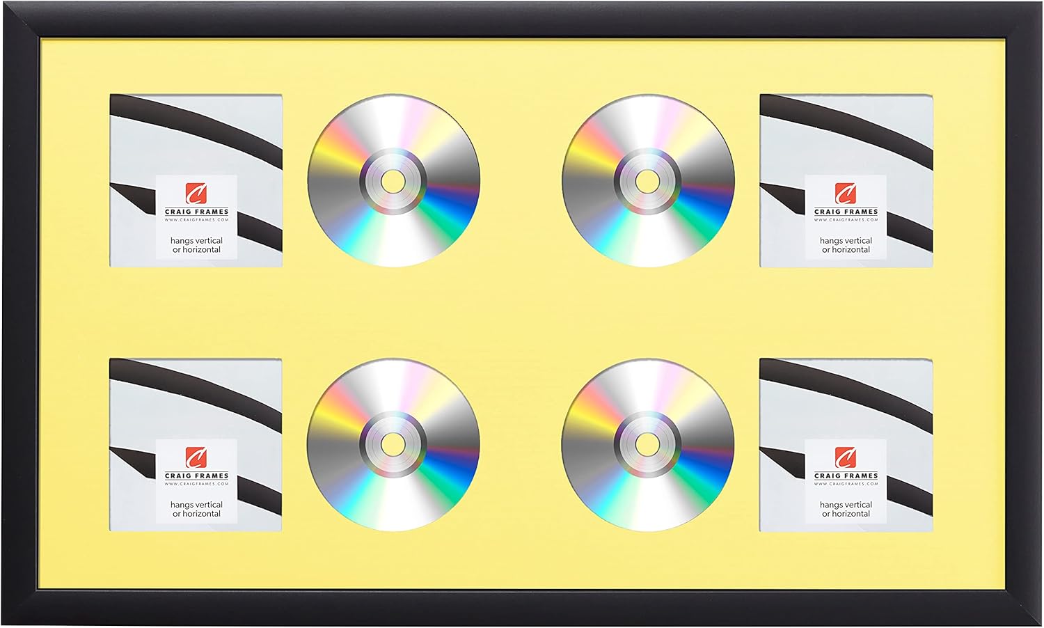 Craig Frames 7x18 Red 2-CD Display Mat Complete w/ 1" Wide Black Frame (2CD1WB3RD)