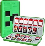 TIKOdirect Game Card Case for Switch 2 / Switch / SD Cards, Storage 24 Game Cards Portable Holder Pretty Cute Hard Shell with Magenic Closure, Green