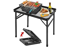 Foldable Grill Stand Camping Table with Mesh Desktop