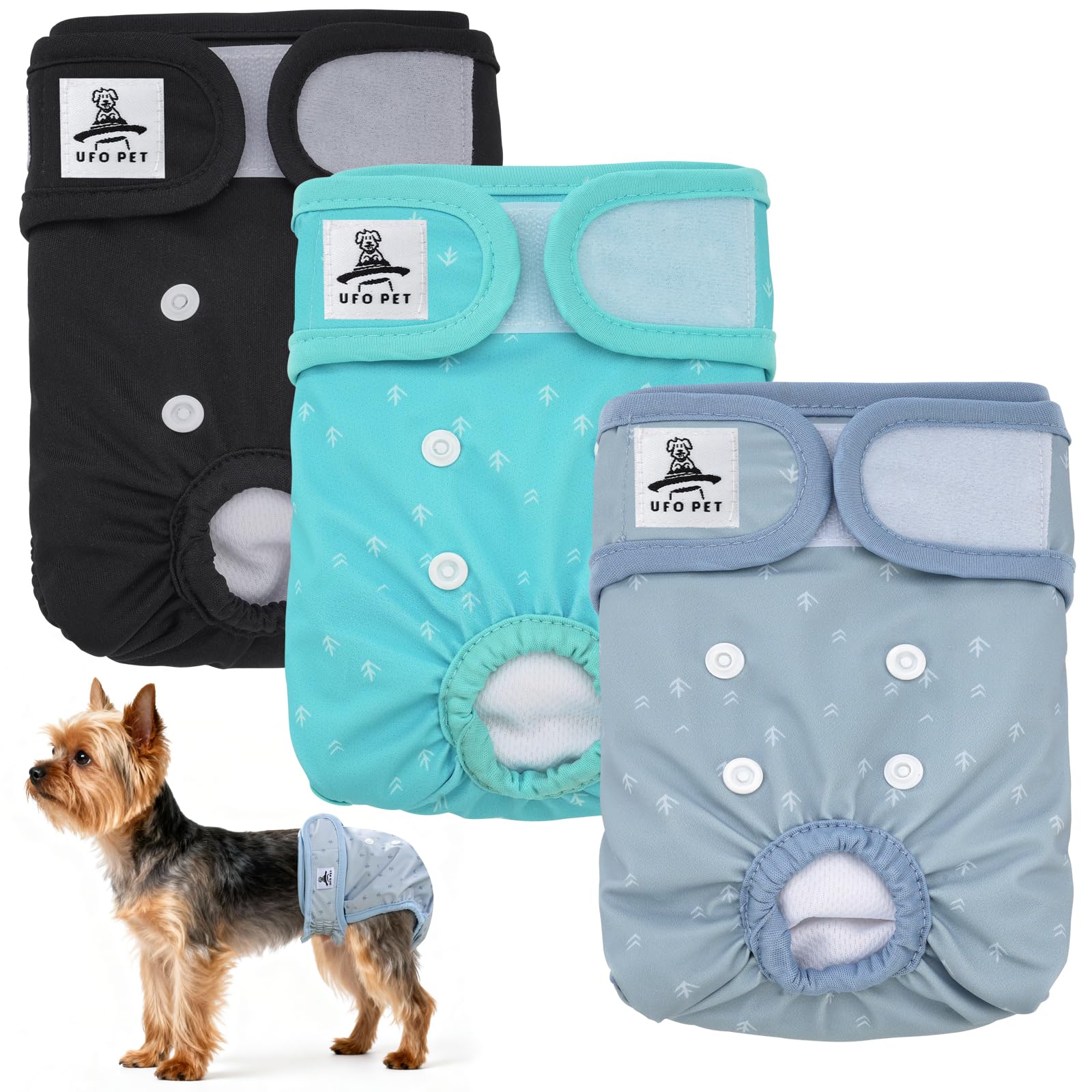 UFO PET Dog Period Heat Pants for Season Incontinence, Super Absorbent Washable Dog Puppy Nappies Female X Small, Doggy Knickers for Season 3 Pack — image 1