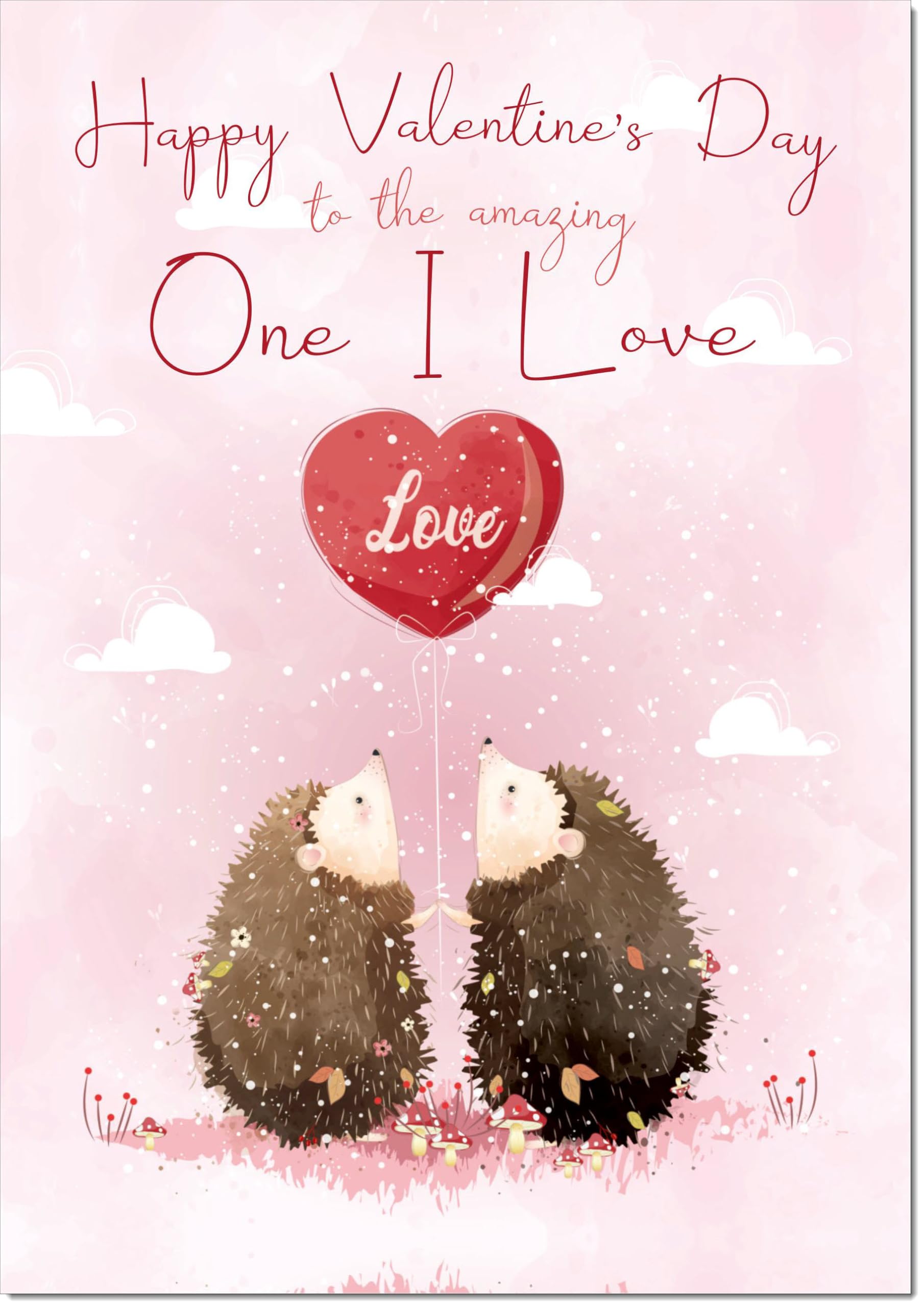 doodlecards One I Love Valentine's Day Card Love Hedgehogs Large A4 Size with Plain Envelope