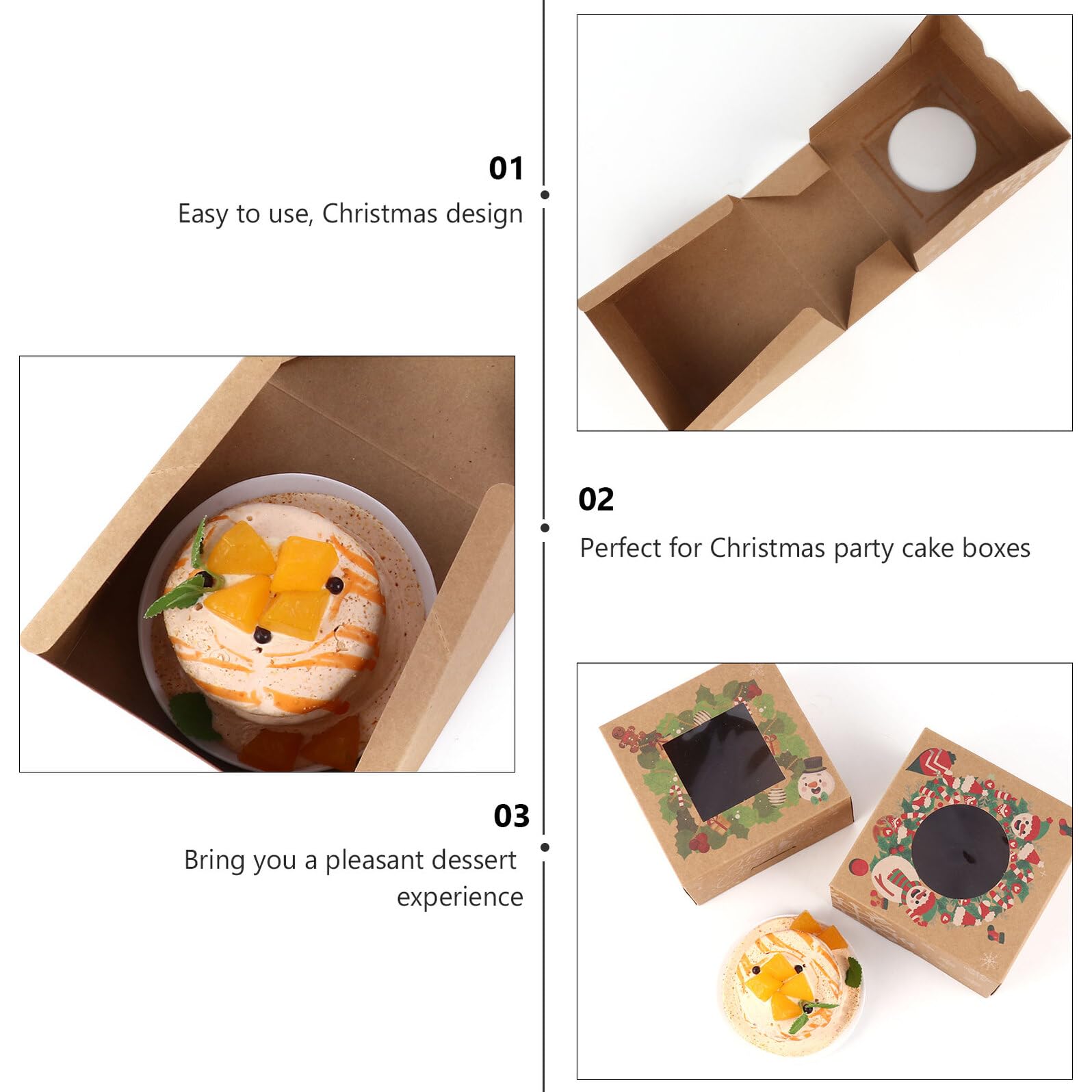 12pezzi Scatole per Dessert Contenitori per Biscotti Natalizi Scatole per Prodotti da Forno Imballaggio di Dolci per Festival Design Semplice