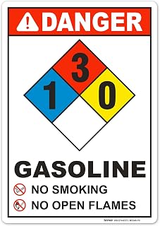 Brimar - 7" x 10" - NFPA Gasoline 1-3-0 Sign - 3.5 Mil InfiniStick™ Vinyl Label - Bold Text And Symbols - Easy Installation