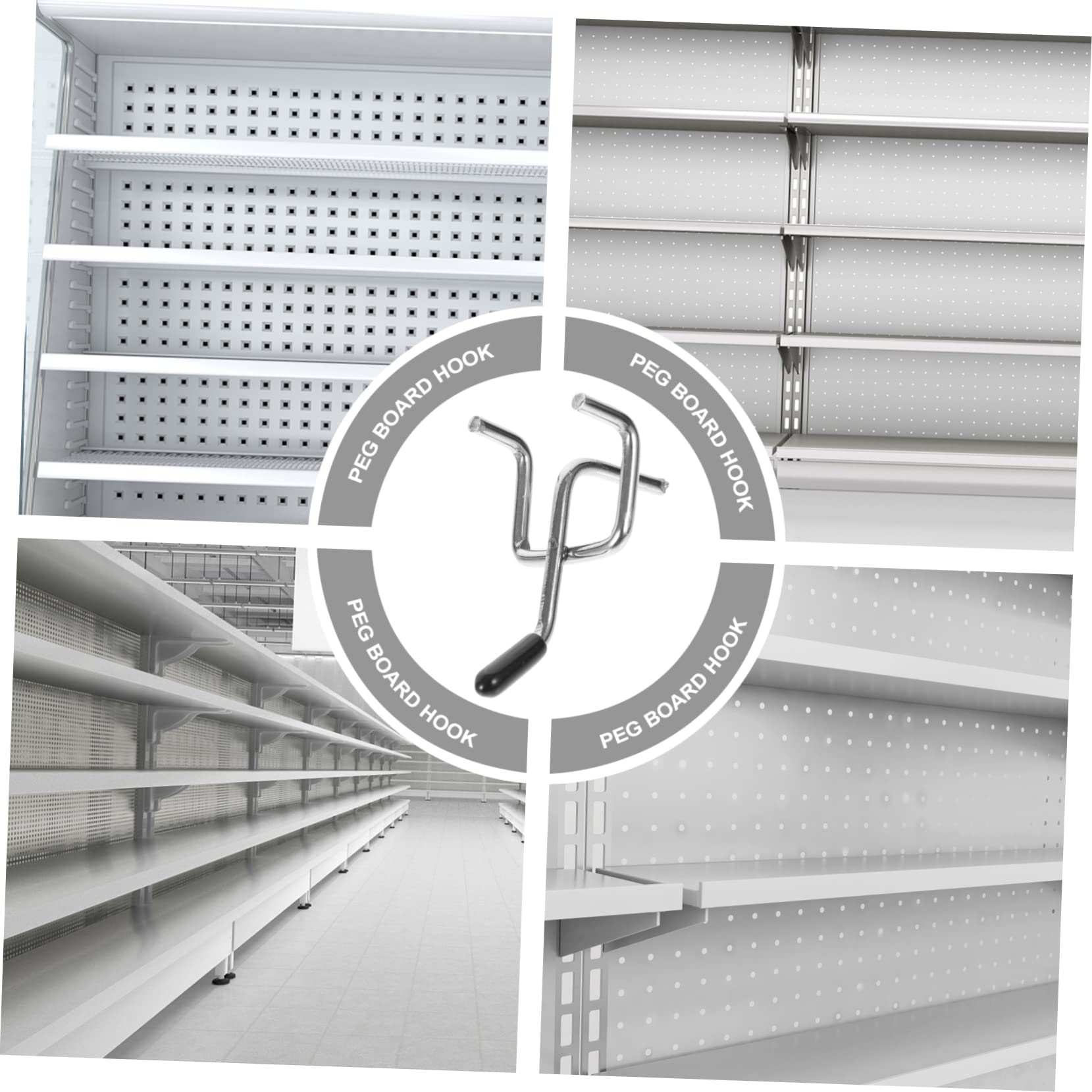 PRETYZOOM Garage Pegboard Hooks 20 Pack Metal Hooks Rubber Stoppers for Tool Organization