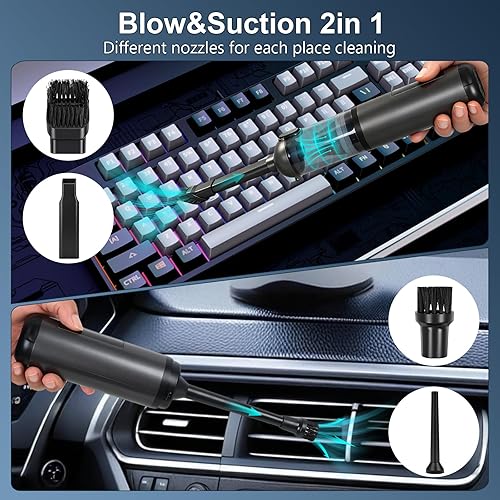 Miniatura 2 de Aspiradora portátil sin cable, 17000Pa 2 en 1 aspiradora y plumero de aire, motor sin escobillas de 100 W, aspiradora de mano inalámbrica con