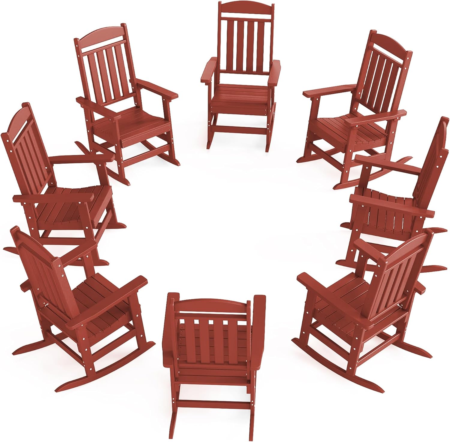 Outdoor Rocking Chairs Set of 2, Oversized High Back Patio Rocking Chairs, All Weather Porch Rocking Chairs for Outside. White