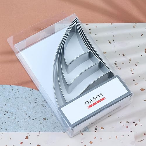 Miniatura 5 de Juego de cortadores de galletas de aleta de tiburón, 4 piezas, varios tamaños (5, 4, 3, 2 pulgadas), acero inoxidable