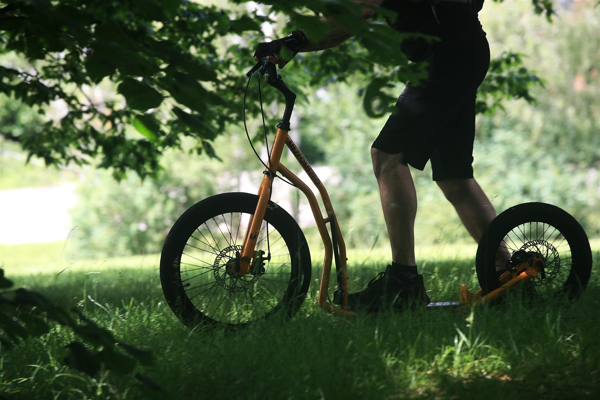 La Trottinette Yedoo Mezeq pour Adultes (jusqu'à 150 kg), Trottinette Tout-Terrain (pneus 20"/16") avec béquille et Guidon réglable, cani-Trottinette avec Freins à Disque.