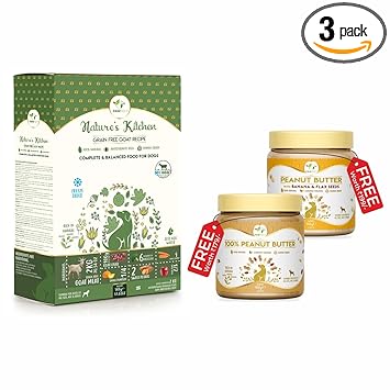 Pawfect - Nature's Kitchen | Freeze-Dried, Grain-Free Complete & Balanced Goat Meat Dog Food | Dry Food 500gm = 2kg Wet Food | Buy 1 Get 2 Free Flavored Peanut Butter for Dog