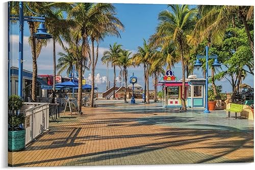 Pósteres de paisaje costero para pared, póster cuadrado de Times Square en Fort Myers Beach, Florida, lienzo artístico, cuadro moderno, oficina,