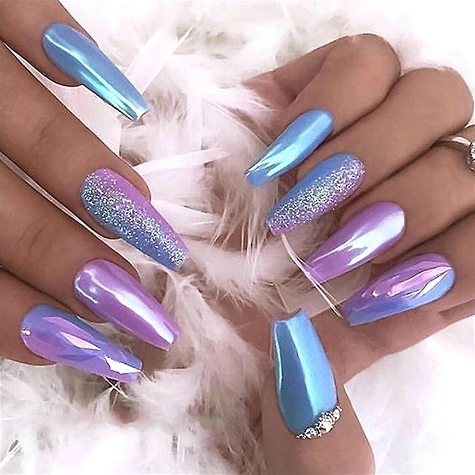 Polvere cromata unghie 12 Griglie Aurora Sirena Perla Shimmer Specchio effetto cromato Polvere for unghie per Manicure