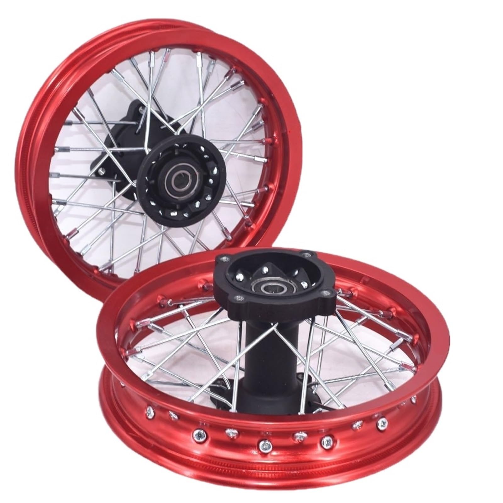 Piasty kół motocyklowych Pasuje do CRF50 XR50 70 przednich 1,60-10 cali tylnych 10-calowych aluminiowych felg aluminiowych czarna piasta Obręcz Przedniego Koła(Red 15mm Axle Hole)