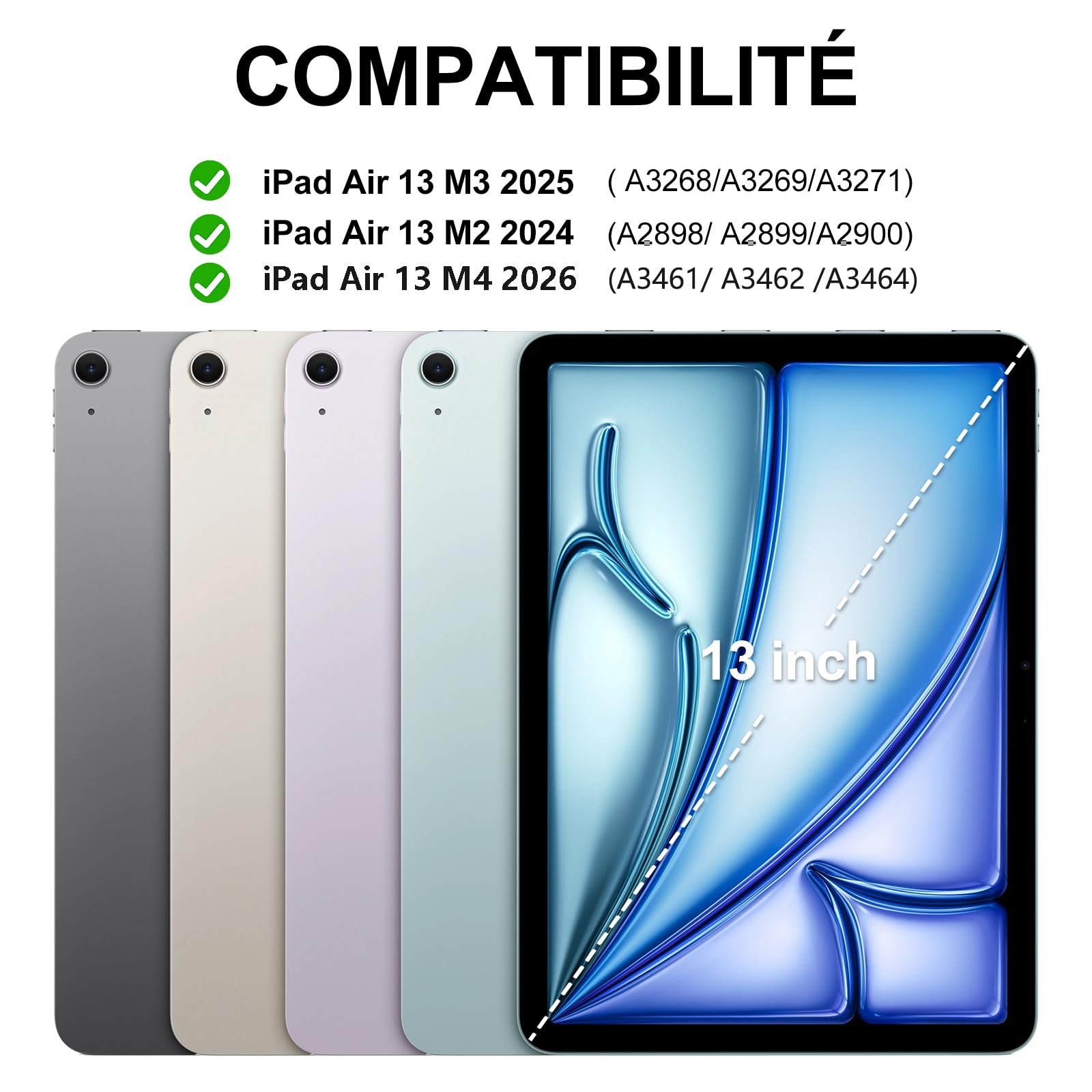 FOGARI Teclado para iPad Air 13" M4/M3/M2 2026/2025/2024, Funda con Español Ñ Teclado Bluetooth Magnético Desmontable para iPad Air 13 Pulgadas M2/M3/M4 2026, Negro