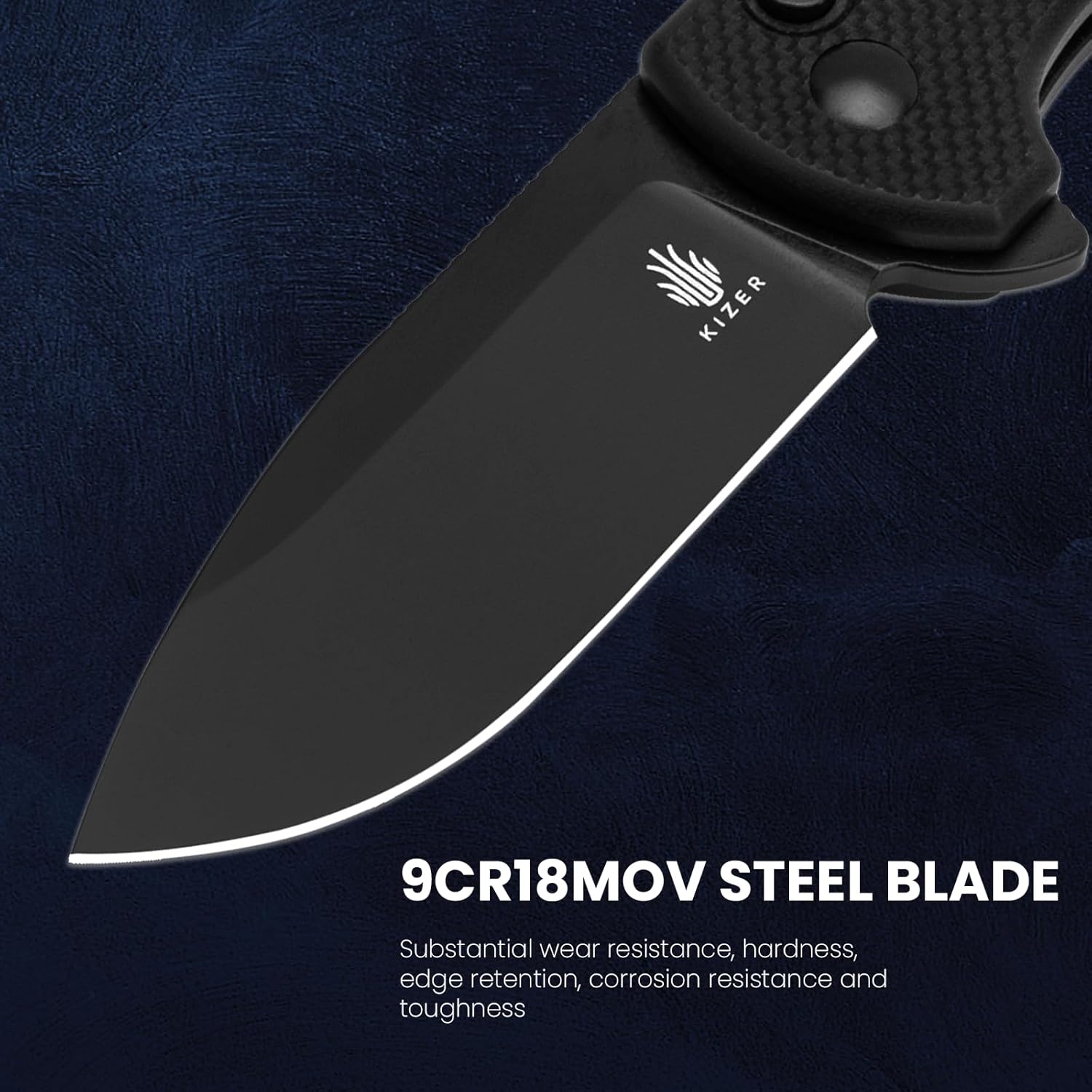 Kizer Amicus Small Pocket Knife, 2.95 Inches 9Cr18MoV Steel Blade, Black G10 Handle Folding EDC Knife L3002A1
