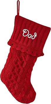 Lets Make Memories Personalized Solid Knit Christmas Stocking Custom Family Stockings - Keepsake Holiday Decor - Red Design - Embroidered Customize Name up to 12 Letters- 8.5"x18"
