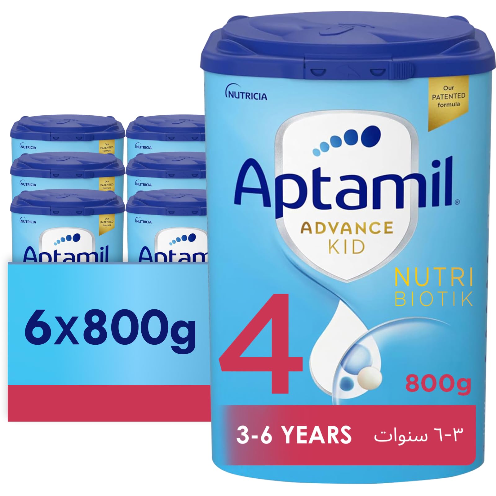 AptamilAdvance Kid 4 Milk Formula, Palm Oil Free, 3-6 Years (800g each) Pack of 6