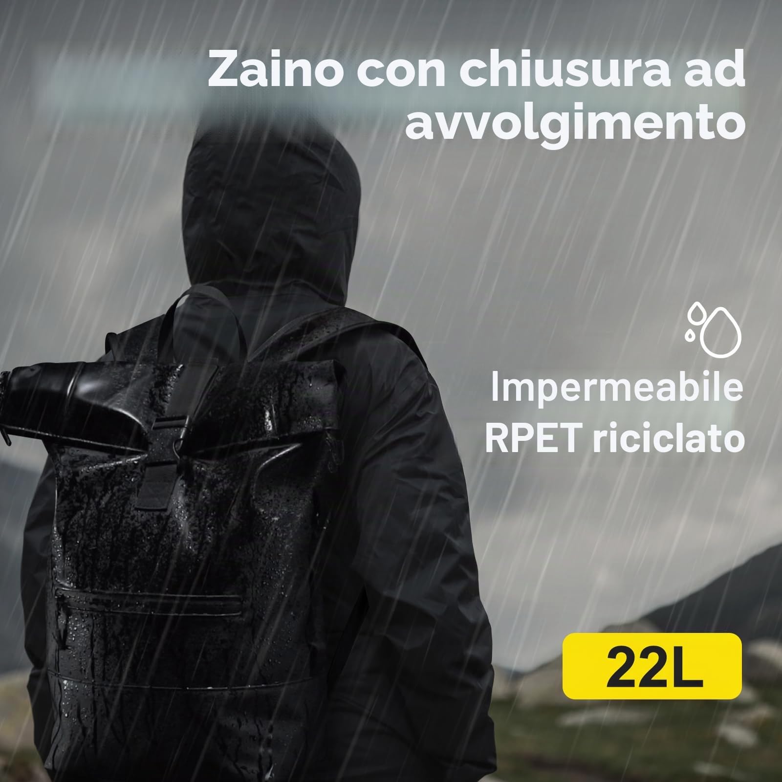Zaino arrotolabile impermeabile per computer portatile per uomini e donne, zaino per laptop da 17 pollici con fibbia multifunzionale per arrampicata, per scuola, viaggi, lavoro e affari