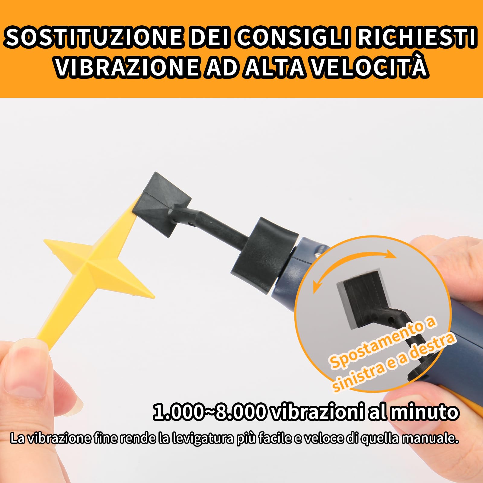 Levigatrice a penna senza fili, velocità variabile e ricarica USB con luce LED, utensile elettrico multiuso per levigatura, lucidatura, finitura, artigianato fai da te (Blu)