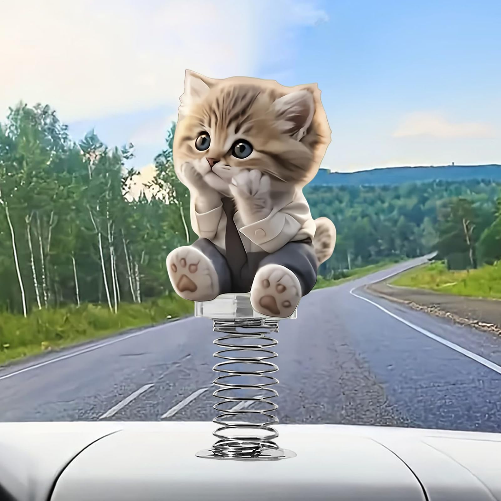 Statuine per cruscotto a forma di gatto 2D acrilico - Statuetta decorativa per interni auto