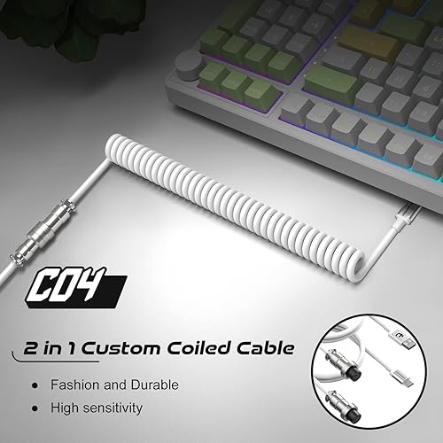 Miniatura 2 de ZIYOU LANG Cable USB C a A y C en espiral personalizado 2 en 1 con cable espiral desmontable extensible de doble manga conector de aviador de metal