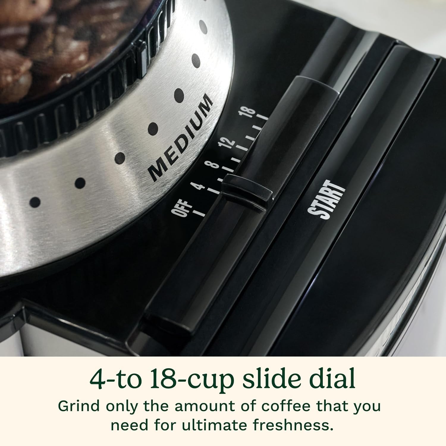 CUISINART Molinillo de café, rebaba eléctrica, amoladora automática de un solo toque con selector de molienda de 18 posiciones, acero inoxidable, DBM-8BKSP1, negro