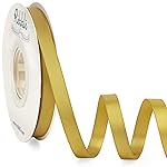 Ribbli Double Faced Gold Satin Ribbon,3/8 x Continuous 25 Yards,Use for Bows Bouquet,Gift Wrapping,Floral Arrangement
