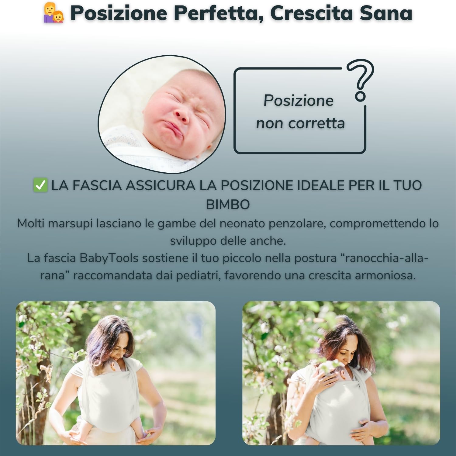 Fascia Neonato (100% Made In Italy) Con 2 BAVAGLINI INCLUSI, Fascia Porta Bebe In Cotone Organico, Fascia Neonato Porta Bebe In Tessuto Morbido, Leggero, Traspirante, Adatta Fino A 15 Kg