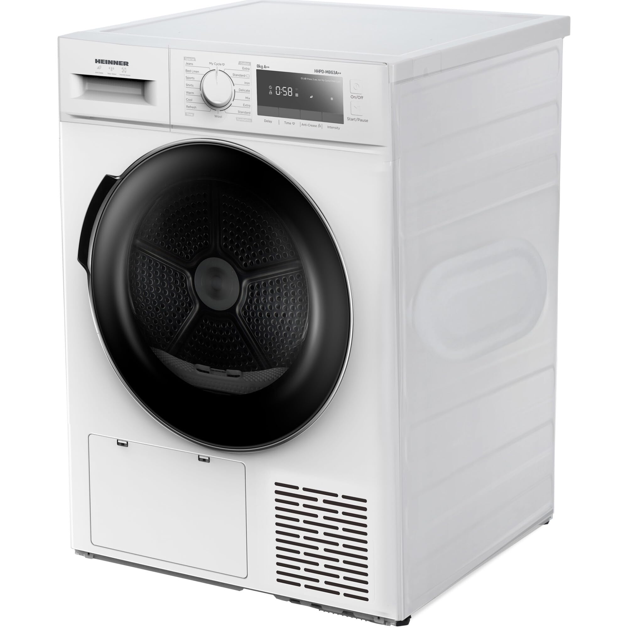 HHPD-M8G3A++ - 8 kg Wärmepumpen-Trockner, 14 Programme, Energieklasse D, LED-Display, Kindersicherung, Trommelbeleuchtung, Weiß, 5 Jahre Garantie (8 KG)