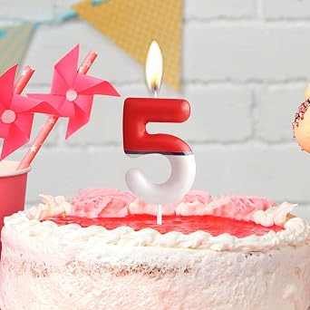Zi Lan Red White Birthday Cake Candle Anime Number 7 Candles 7th Birthday Cake Topper for Cartoon Theme Party Anime Decorations Supplies Favors Gifts