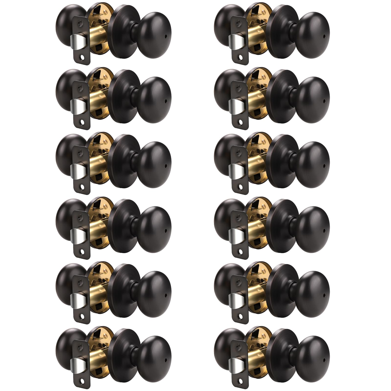 Brushed Nickel Door Knobs - Keyless Privacy -9