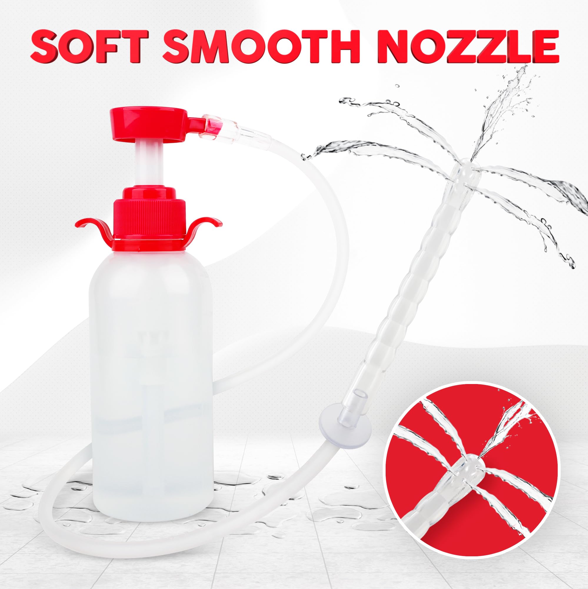 Douche System mycia higieny osobistej 3-częściowy zestaw pompki do butelek Kobiecy Douche vaginale - Douche z gładką dyszą natryskową - Osobisty środek czyszczący wielokrotnego użytku dla kobiet