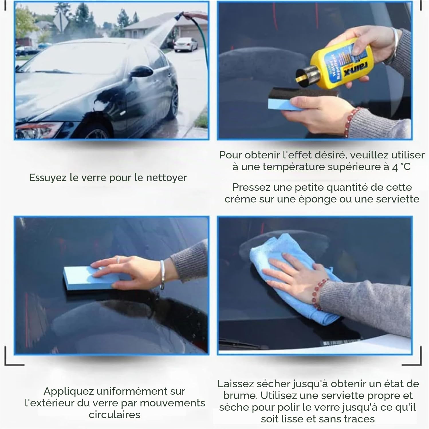 Nettoyant pour vitres en émulsion de film d'huile Sopami, spray de revêtement de voiture Sopami, spray de polissage de cire de voiture Sopami rapidement (Lait+Spray)
