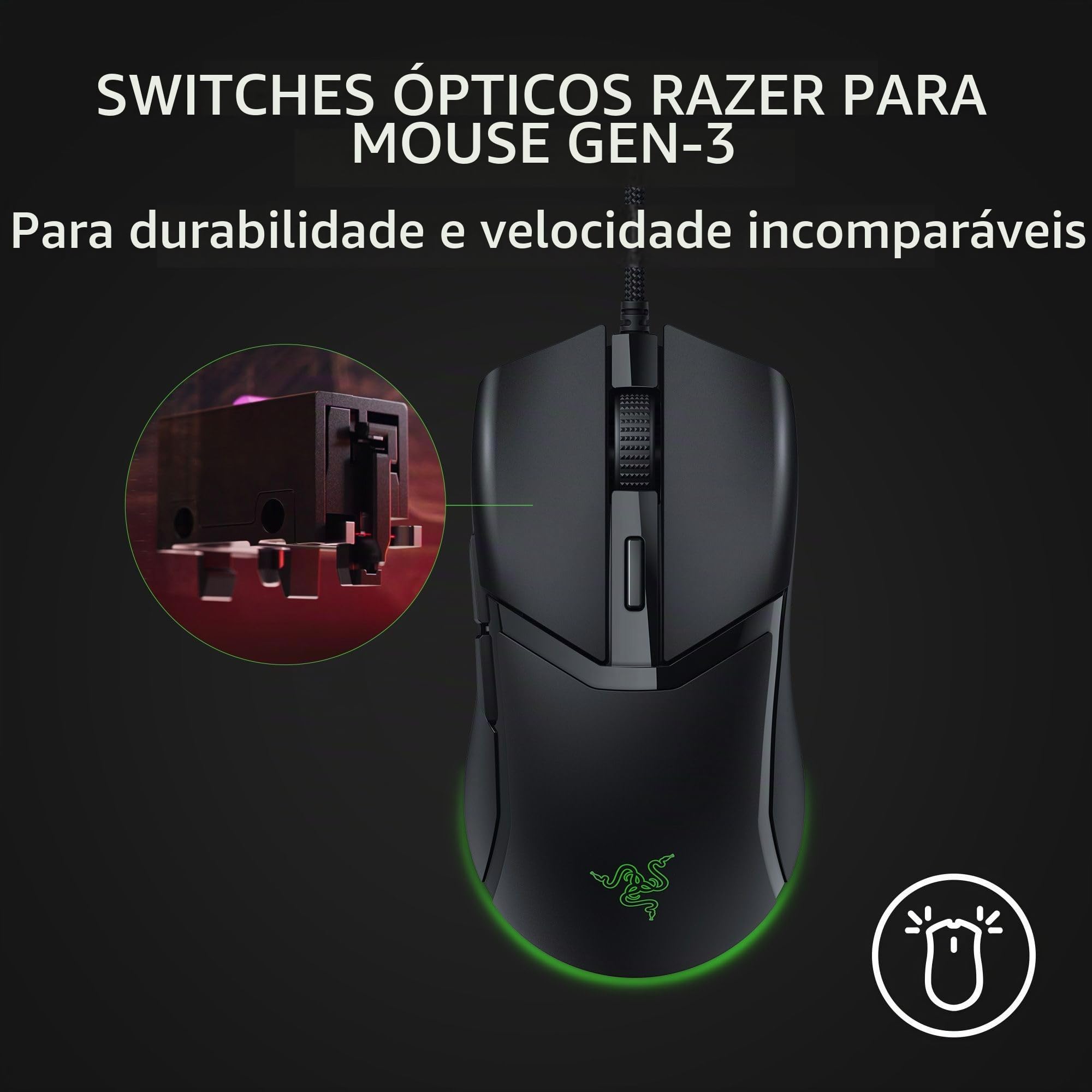 Mouse Cobra RGB DPI 8500 Com fio Preto Razer - RZ0104650100