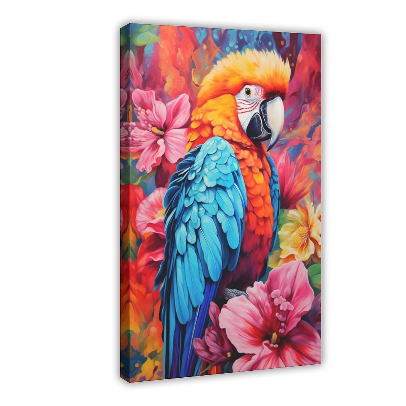 Qnvjqkdsi Frame Parrot Poster, Animal Art Canvas Poster Bedroom Decor Landscape Office Room Decor Gift 16" L X 24" W