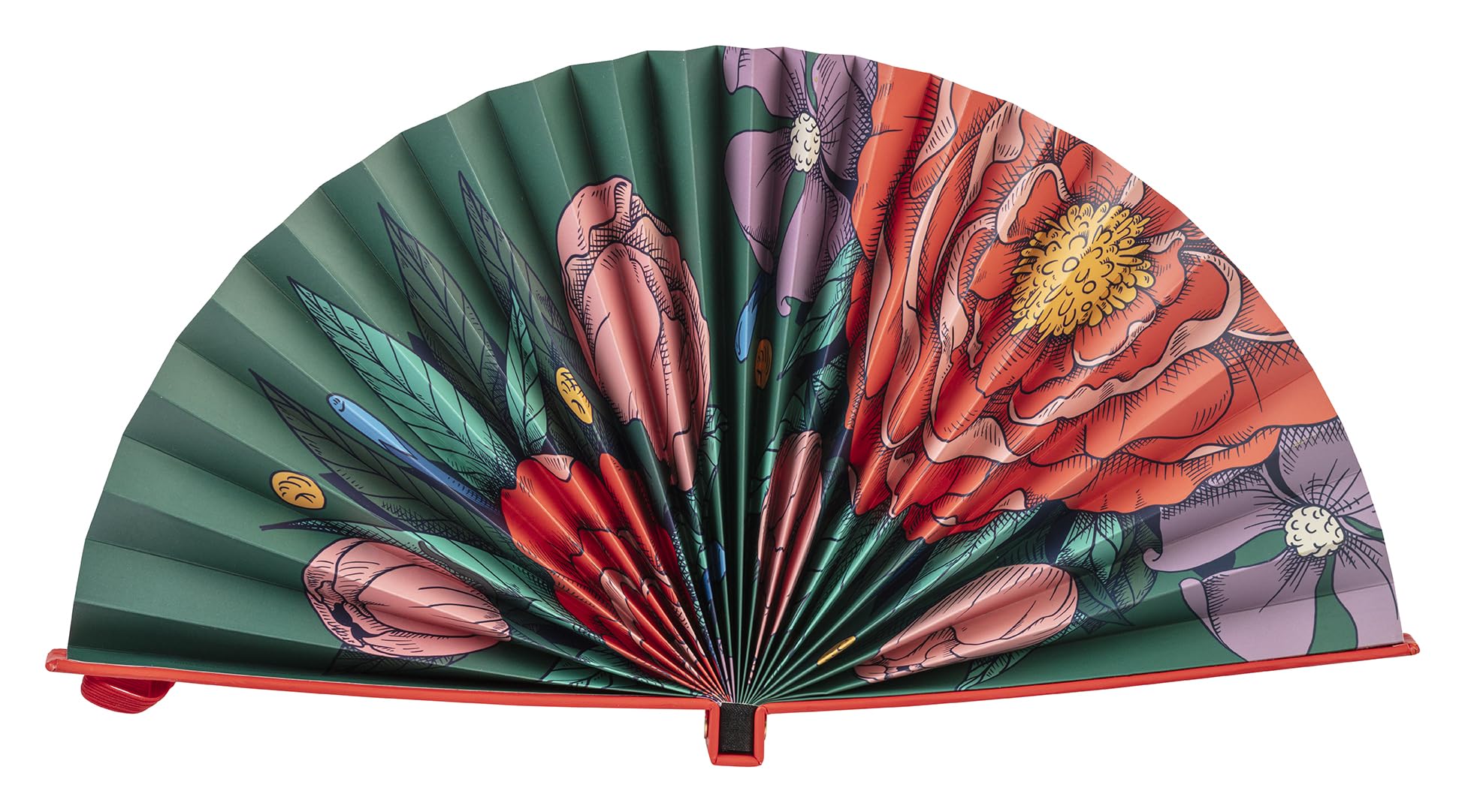 Clairefontaine - 116236C - Eco-Friendly Folding Cardboard Fan 19.5x2cm Floral Frida Kahlo Decorative Practical Accessory Events Gifts - Frida Kahlo Collection