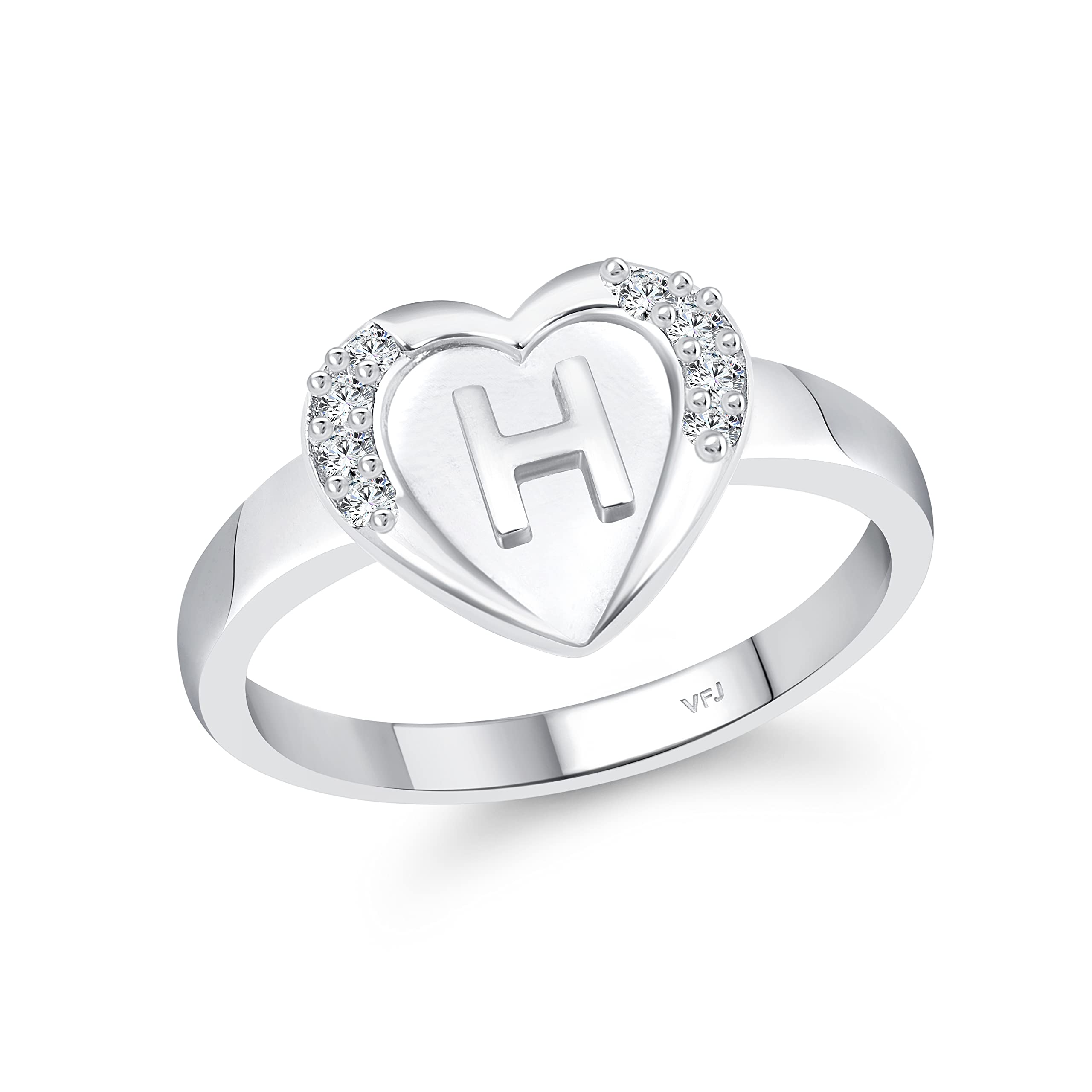 Vighnaharta valentine day gift valentineday gift for her gift for him gift for women gift for men cz alloy Rhodium plated Valentine collection Initial  H  Letter in heart ring alphabet collection for women and Girls (B095CNJFRC) Amazon Price History, Amazon Price Tracker