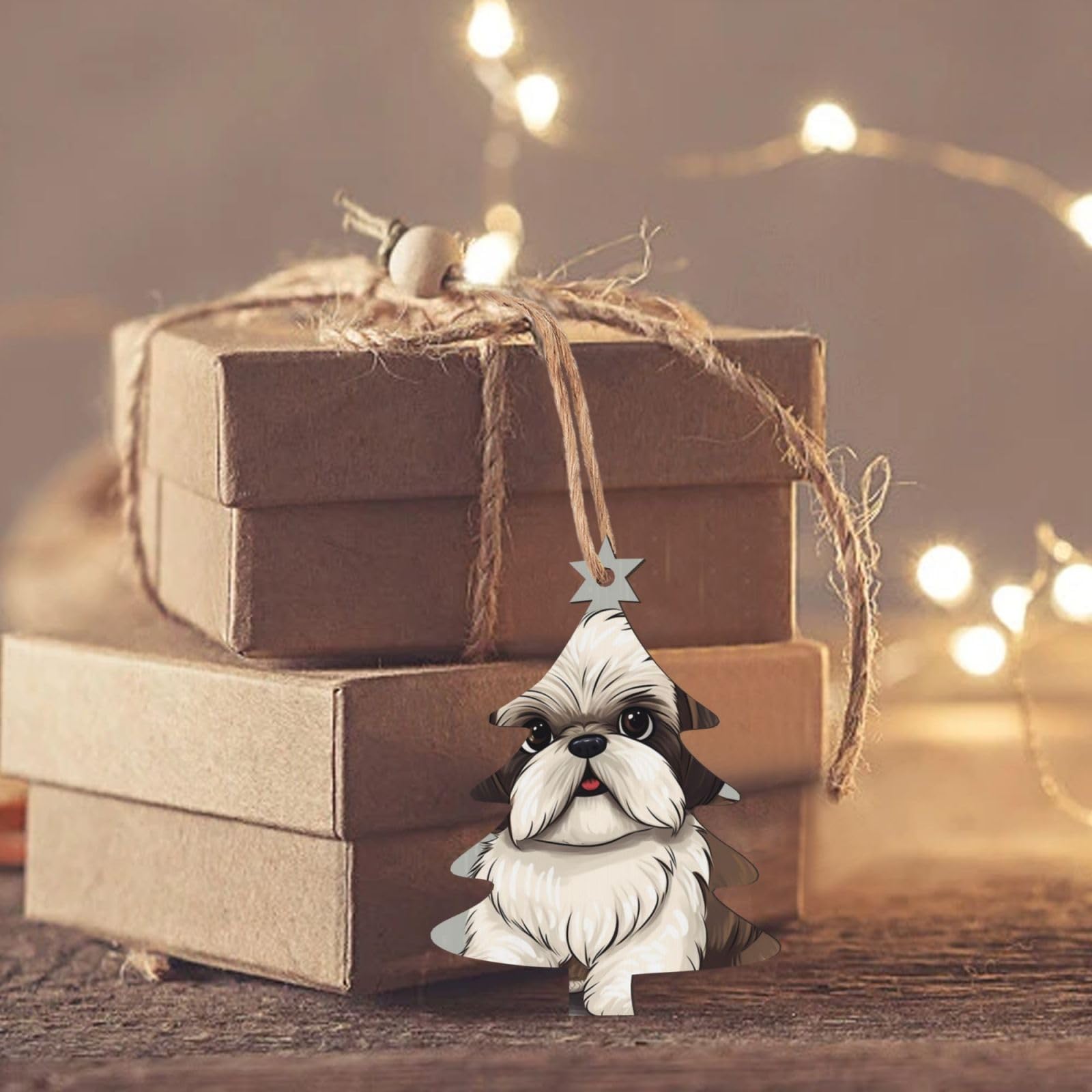 Amazon.co.jp: シーズー犬 クリスマス 木製オーナメント クリスマス