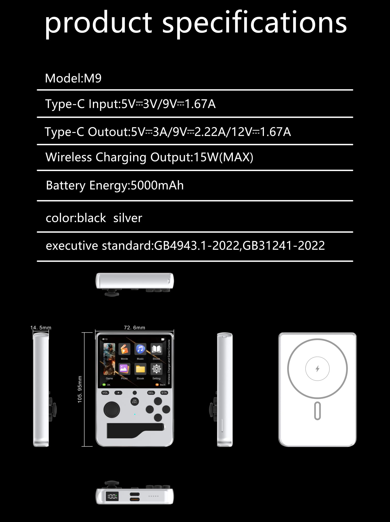Tragbare Retro-Spielkonsole | 3,0 Zoll IPS HD-Display, 5000 mAh Akku & Magnetisches Kabelloses Laden | Über 5000 Klassische Spiele