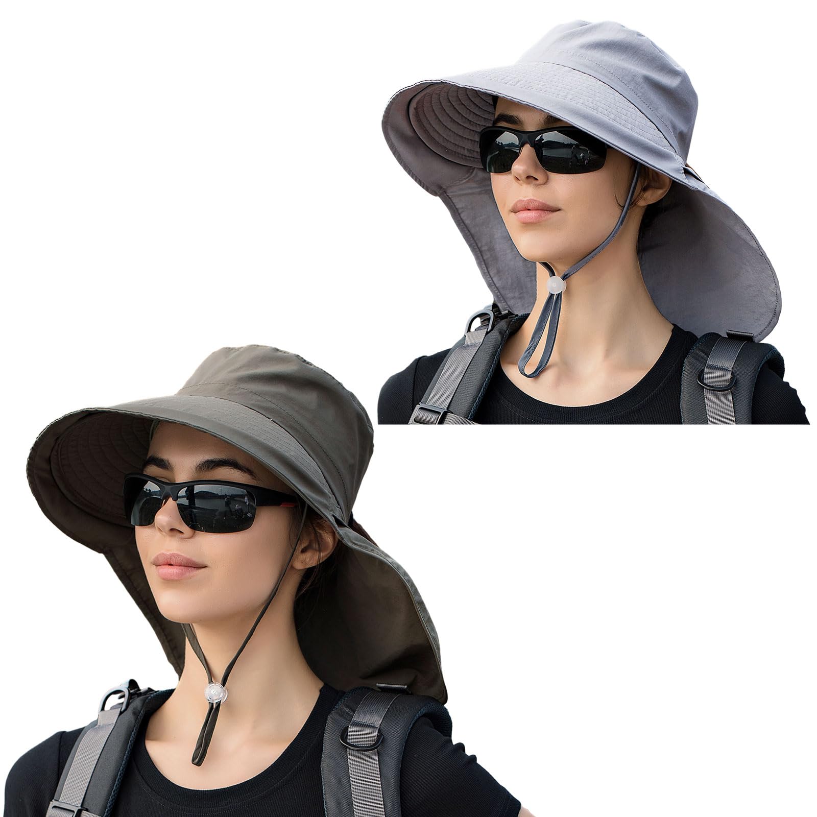 Kfnire Sombrero de Sol Mujer con Solapa para el Cuello | Plegable ala Ancha | Sombrero de Pesca Senderismo Verano Protección UV Gorro Pescador Bucket Hat Sombreros para Sol Mujer
