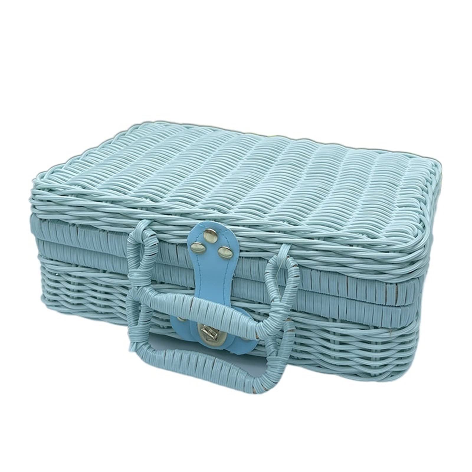 Storage Basket,Small Picnic Suitcase Woven Rattan Case Wicker Laundry Baskets Home