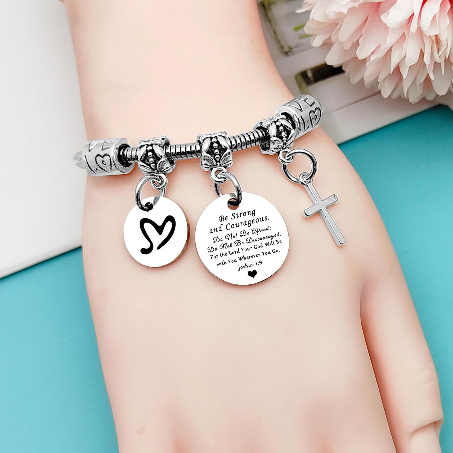 Christian Inspirational Gift for Women Cross Bracelet Bible Verse Gifts Encouragement Gifts for Friends Joshua 1:9 Jewelry Christian Gifts Religious Gifts Scripture Gifts for Birthday Christmas - Image 2