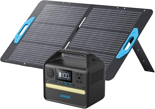 Anker 521 Portable Power Station Upgraded with LiFePO4 Battery, 256Wh 6-Port PowerHouse, 300W (Peak 600W) Solar Generator with 100W Solar Panel, 2 AC Outlets, 60W USB-C PD Output, Outdoor Generator