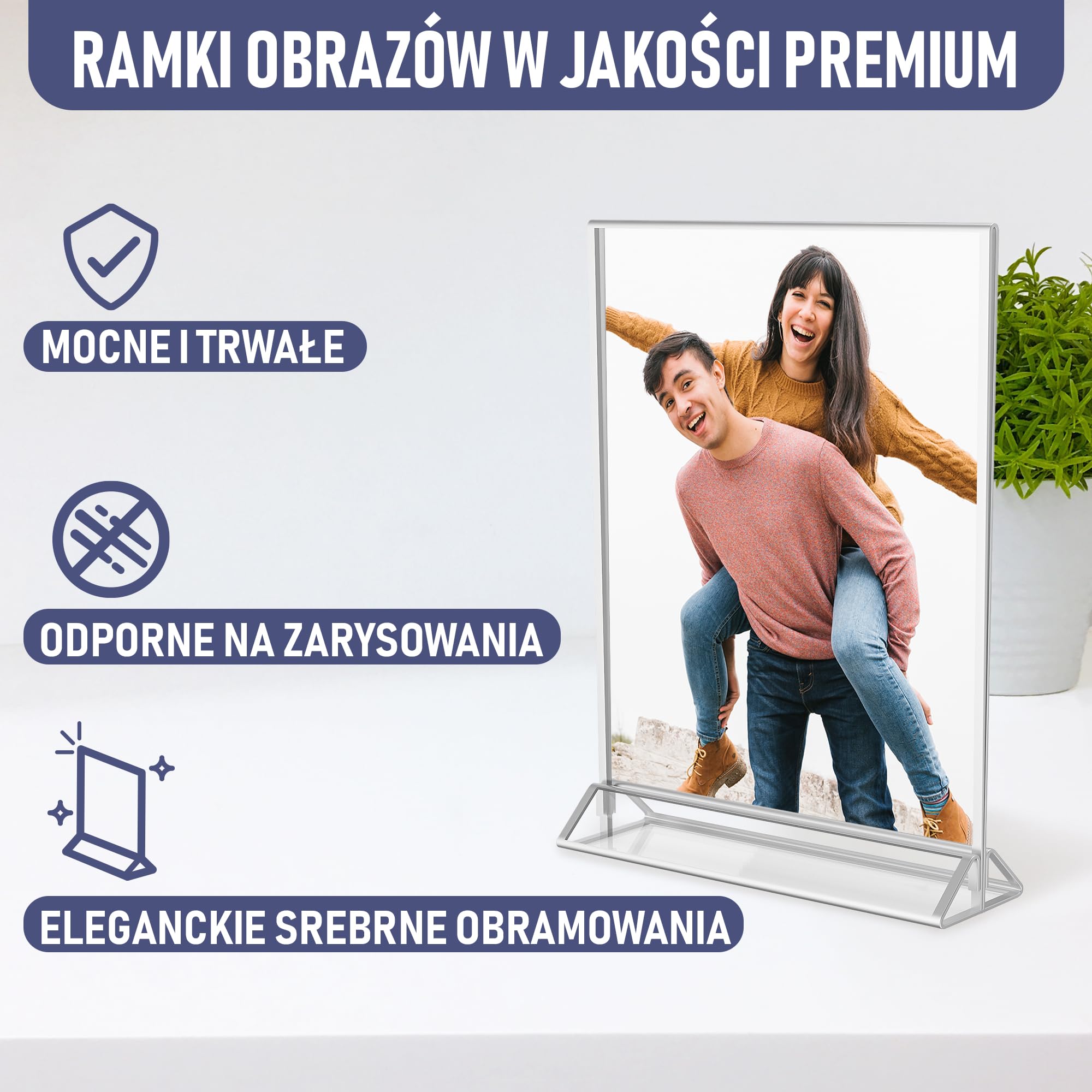 Dwustronne Srebrne Ramki A5, Zestaw 6 Szt., Akrylowe Uchwyty Na Numery Stolików, Przezroczyste Stojaki Na Tabliczki, Srebrne Ramki Na Numery Stolików Weselnych, Uchwyty Na Menu I Zdjęcia Na Wydarzenia