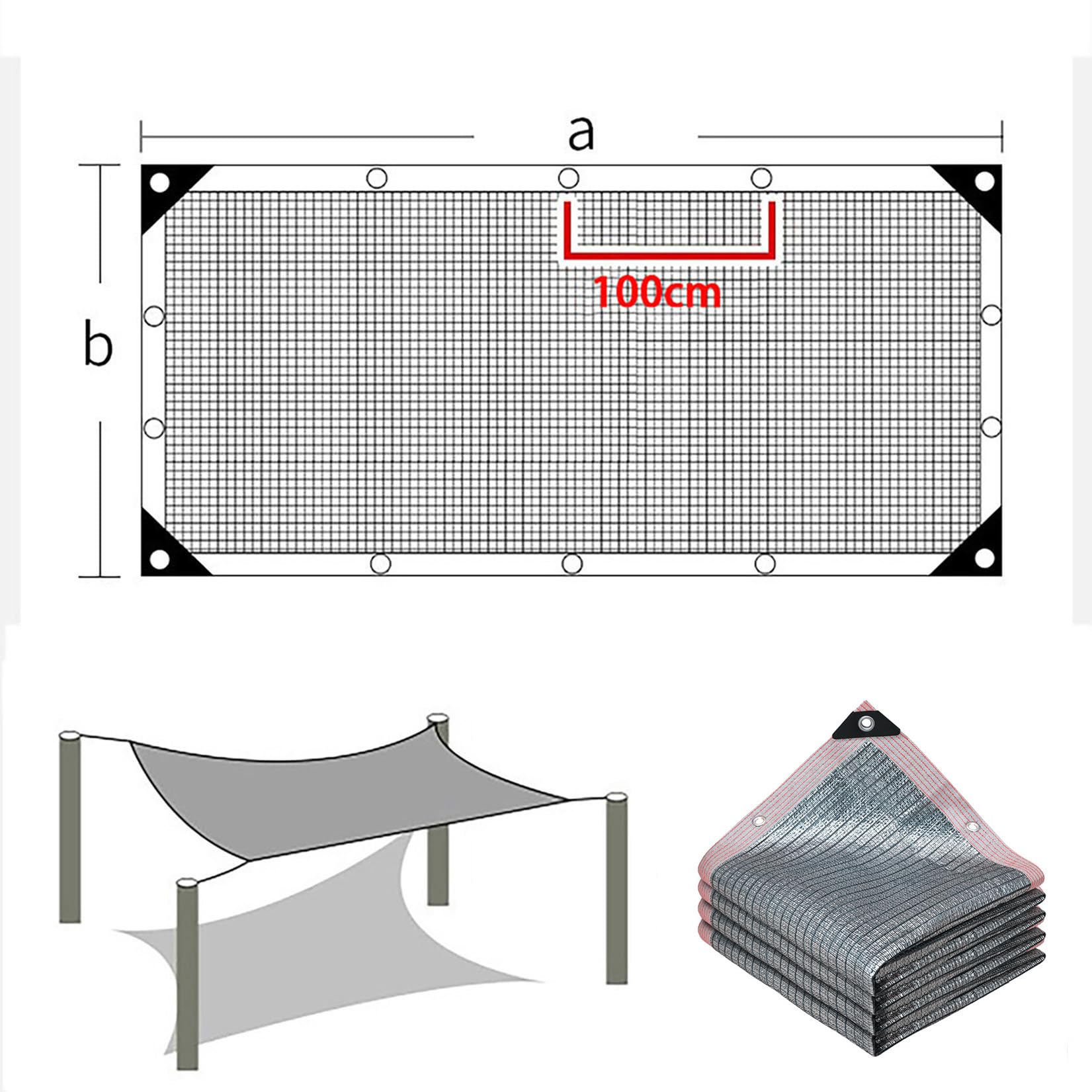 Telo Ombreggiante Foglio di alluminio 4x5m Rete Ombreggiante | per Esterni Con Occhielli,90% Sole/UV Protezione Tessuto Ombreggiantes Traspirante per Esterno,Serra,Balcone